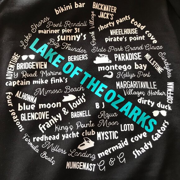 Lake of the Ozarks Hoodie, M: Upcycled Pullover Sweatshirt, Landmarks Marinas - Picture 6 of 14